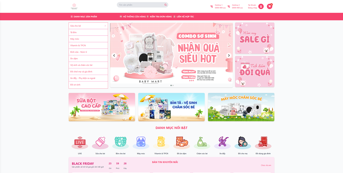 Mẫu website bán hàng Baby Mart